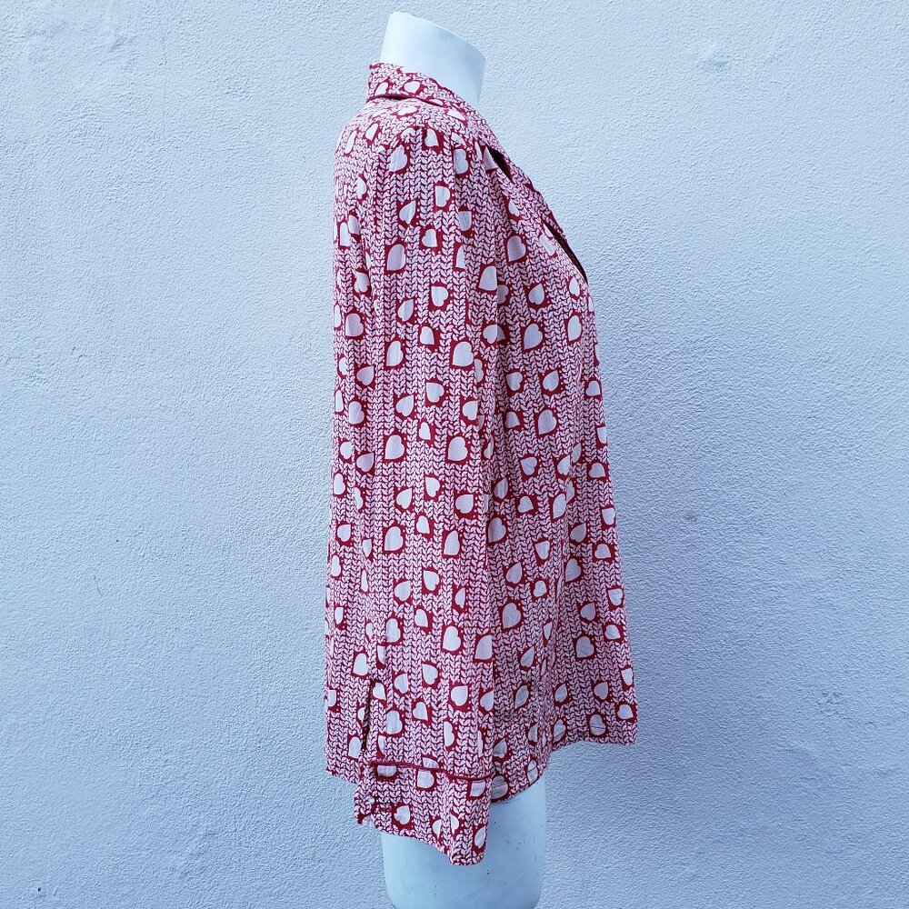 heart print silk pajama top - Picture 7 of 9